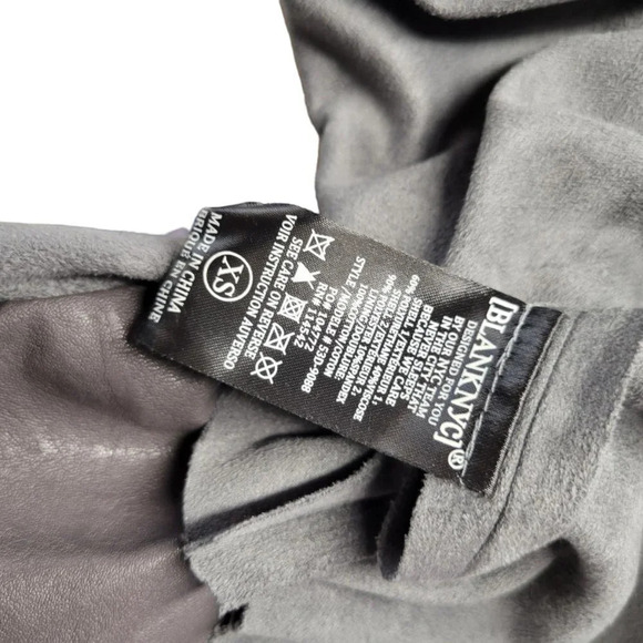 Blank NYC Womens Faux  Suede/Leather Drape Front Jacket Cardigan Size XS Gray - Picture 8 of 9